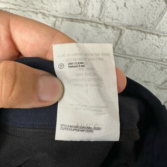 Vince Pants Wool Trousers Colorblock Contrast Skinny Ankle Navy Blue Black 6 - Picture 9 of 9